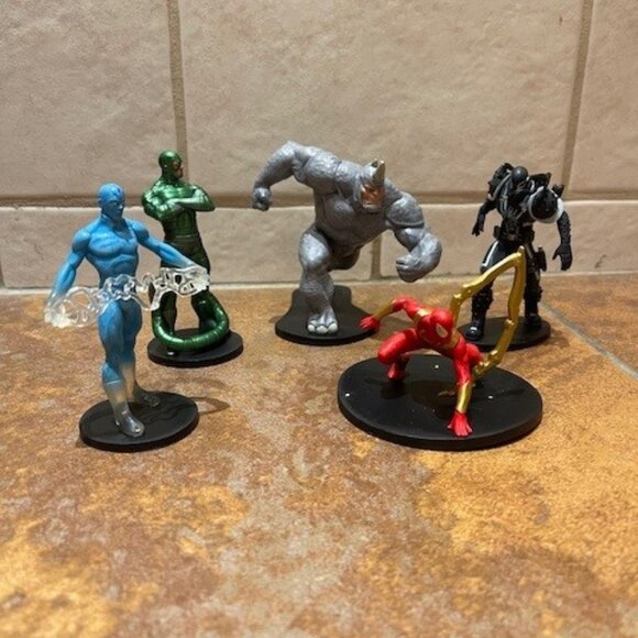 Marvel ElectroMan, IronMan, ScorpionMan, Agent Venom, RhinoMan Cake Toppers 5 pc - Picture 1 of 3